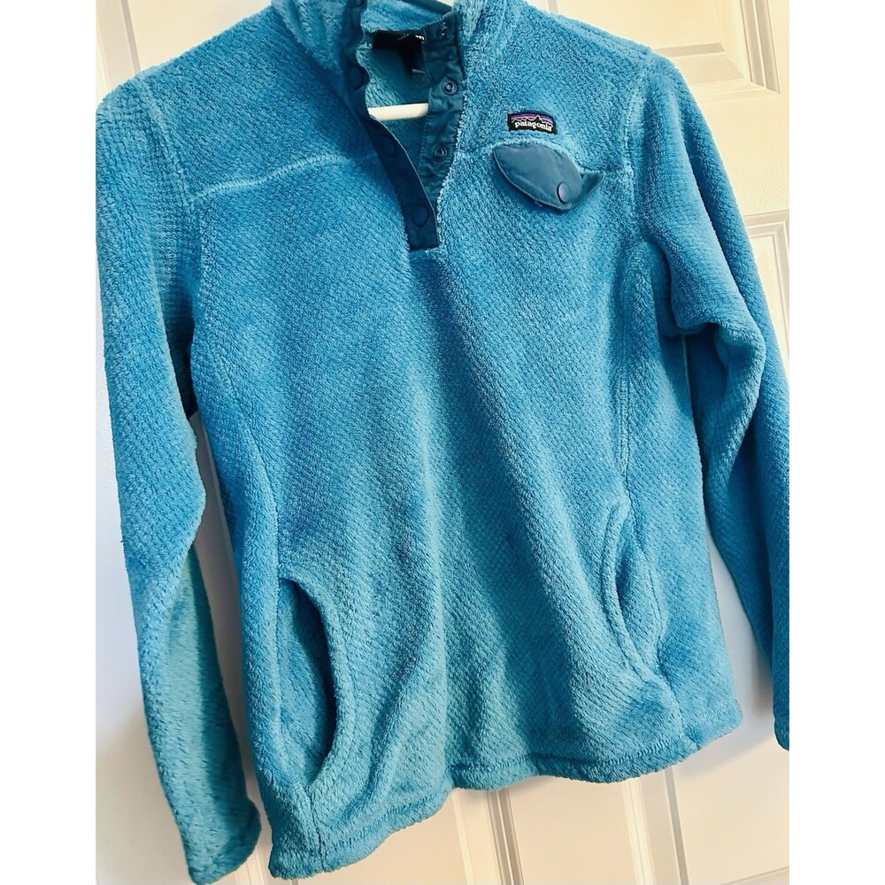 Youth XL (14) Patagonia Super Soft Synchilla Snap T Pullover Plush Teal Cotton